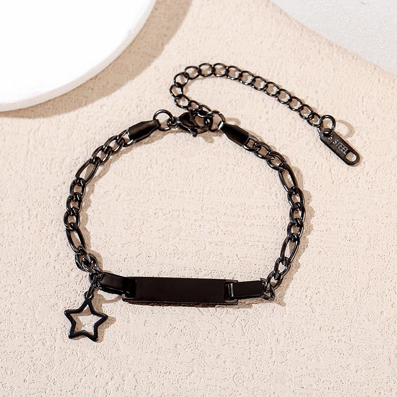 Cuban Chain Hollow Star Stainless Steel Bracelet with Laser Engraving