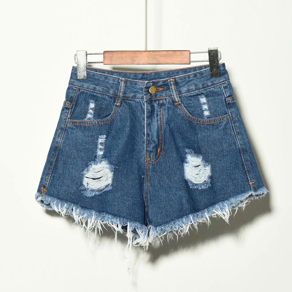 Plus Size Women's Ripped Denim Shorts - Trendy Summer Loose Fit for 200 Jin