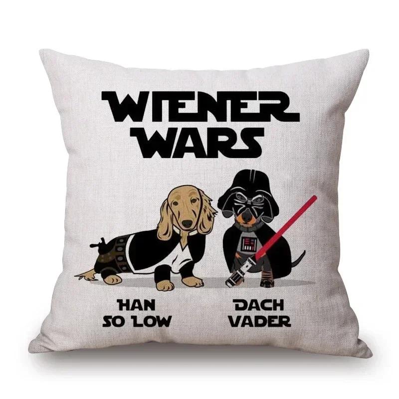 Hand Painting Dachshund Dog Posters Cushion Covers Sausage Pet Animals Pillowcase Decorative Pillows for Sofa