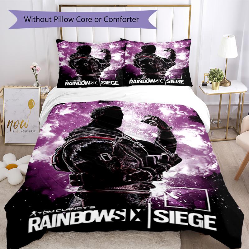 3pcs Rainbow Six Siege Bedding Set Duvet Cover Closure Includes 1 Duvet Cover & 2 Pillowcases, Soft and Comfortable for All Seasons.