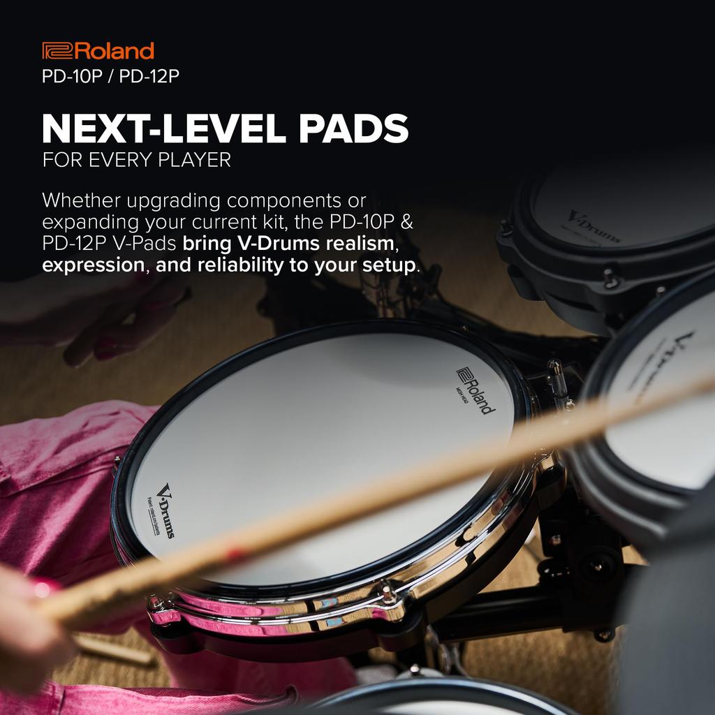 Roland Cm Premium Feel and Enhanced Playability Triple Piezo Sensor Hard Rubber Rim Improved Hoop Design Compatible with a Wide Range of Roland PD-12P