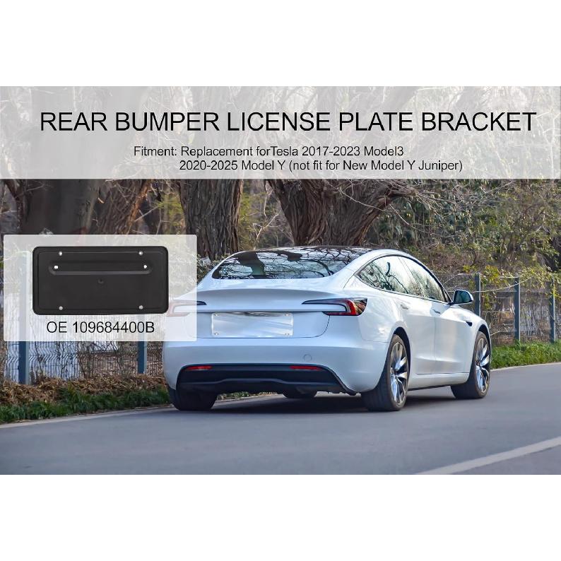 Rear Bumper License Plate Bracket, License Plate Holder Rear License Plate Frame Bracket Mounting Kit, License Tag Mounting Kit for Tesla Model 3