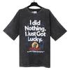Unisex Oversized Cotton T-Shirt With Bold Letter Print Vintage Washed Loose Fit Casual Tee