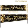 Gold Glitter Banner Happy Birthday Decoration 18 21 60 70 Years Old Birthday Party Banner Gold Black Birthday Decoration