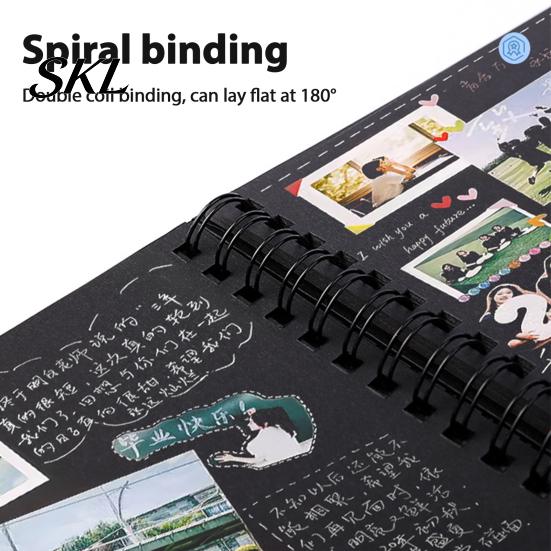 Family Photo Album Album, 6 Inch Cardboard with Black Paper Pages for DIY Memory Handmade Scrapbook Keeping, Portable Vintage Travel Celebrations,
