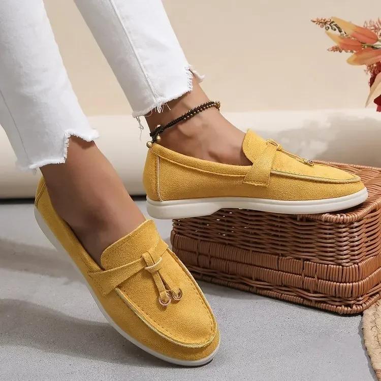 Fashion Plus Size 43 Women Loafers Casual Shoes for Women Slip On Ladies Flats Brand Flat Shoes Leather Cashmere Single Shoes Women