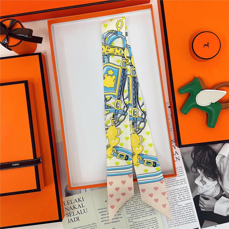 

100% Шовк Високої Якості Розкішний Брендовий Шарф Жіночий Пов язка на Голову Гумка для Волосся Фуляр Краватка Стрічка Шийна Хустка Вузькі Шарфи Аксесуари 5x85cm