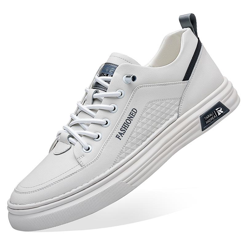 

Для мужчин Теннисные туфли Модные мужские школьные туфли Кожаные мужские белые повседневные туфли на плоской подошве Легкие кроссовки Дышащая спортивная обувь 44 белый