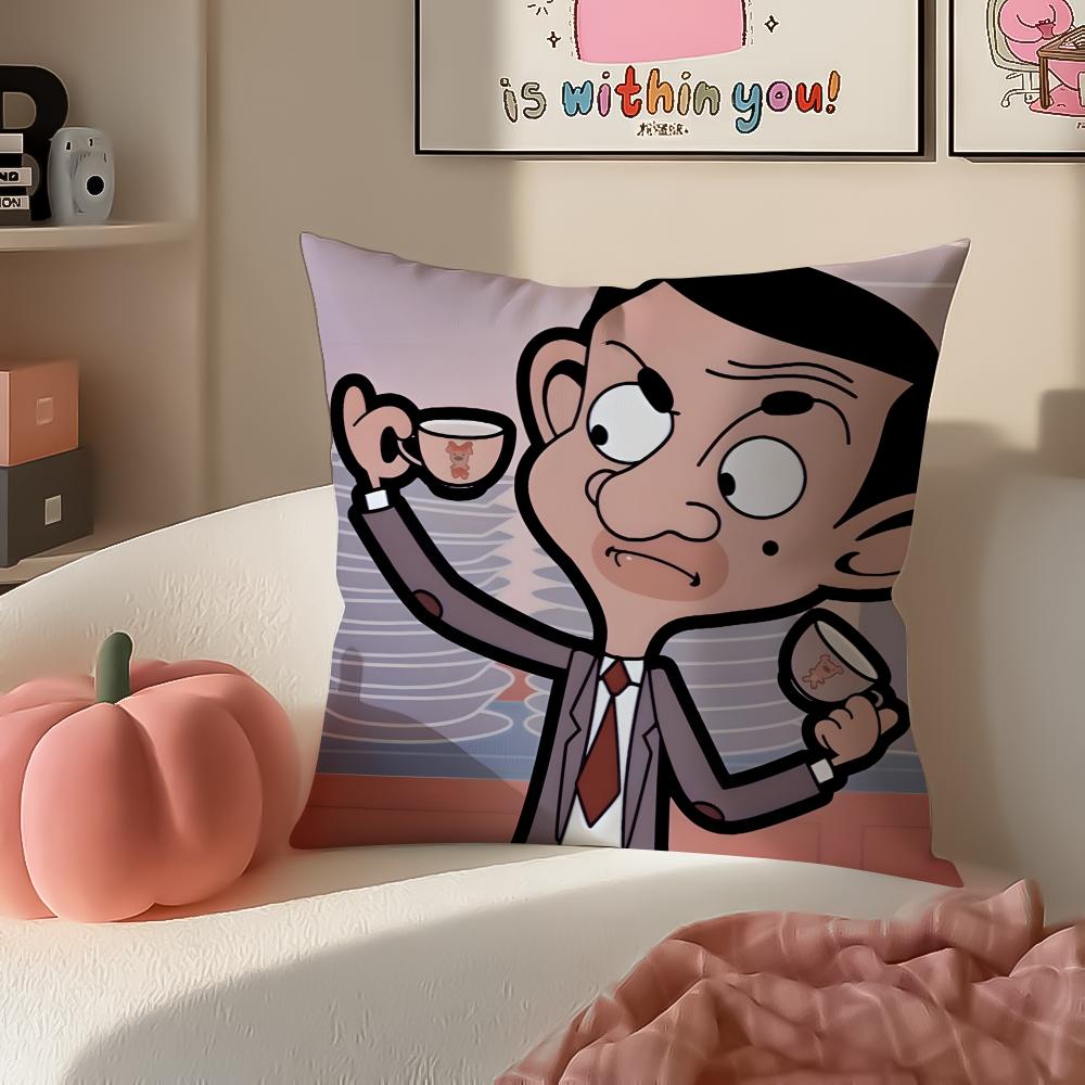 

Comedic Cartoon MMr Bean Cushion Cover Pillowcase Short Plush Invisible zipper Room Sofa Cushion Cover 30x30cm