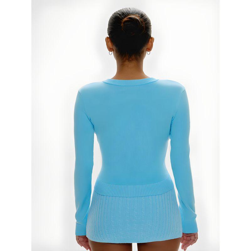 Autumn Dopamine Frankies American Sexy Round Neck Minimalist Shell Button Knitted Cardigan Silm Short Top