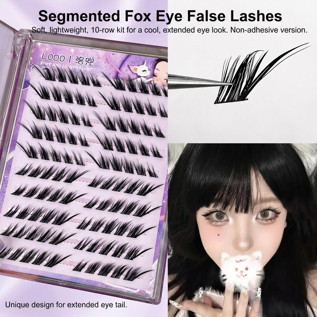 Comic Style Natural False Eyelashes Segmented Design for Multiple Makeup Looks With Glue