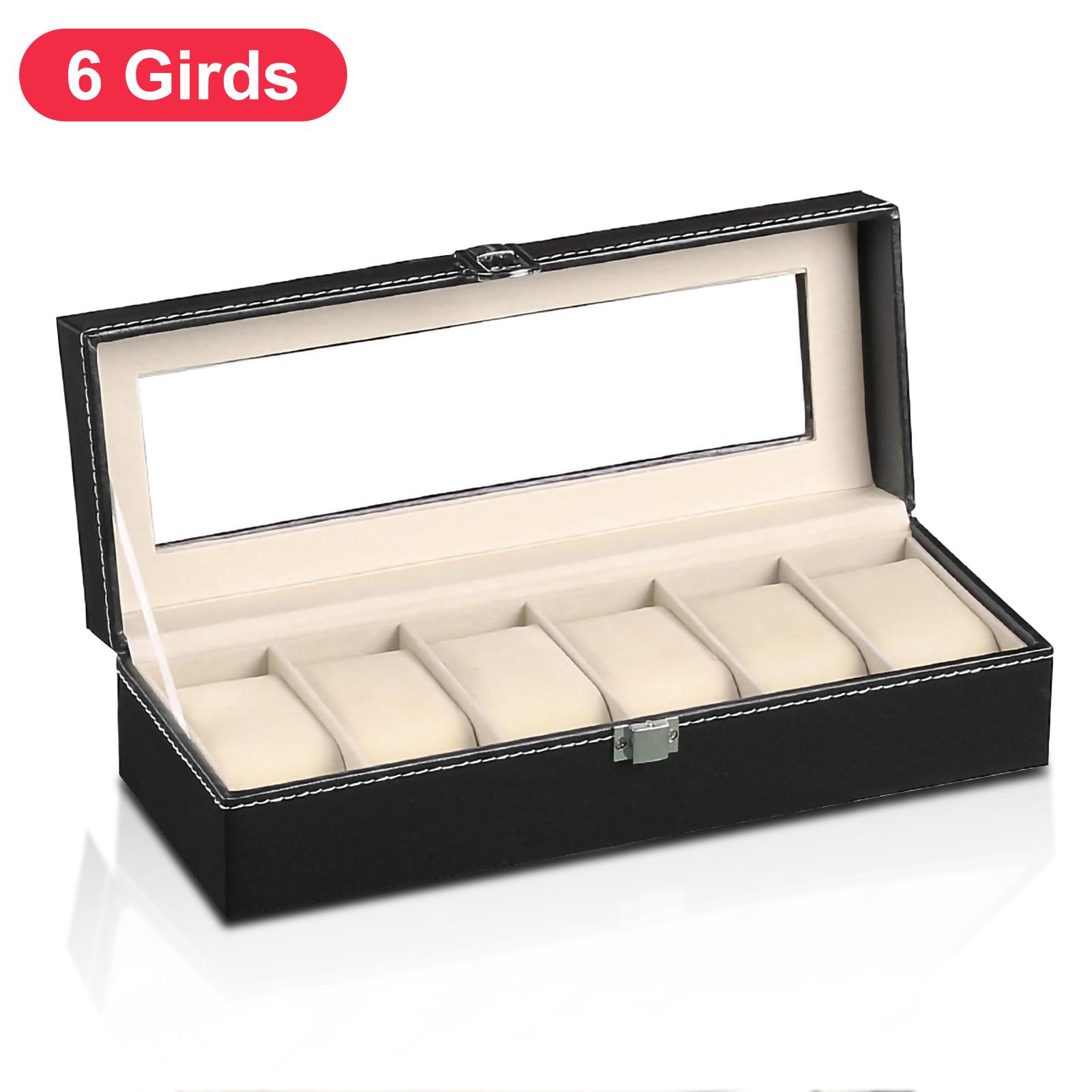 

PU кожаный футляр для часов, органайзер для ювелирных изделий со стеклянной крышкой, ящик для демонстрации ювелирных изделий для мужчин и женщин