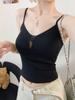 #Summer new pure desire wind hollow cross splicing sling vest female slim fixed with chest pad top
