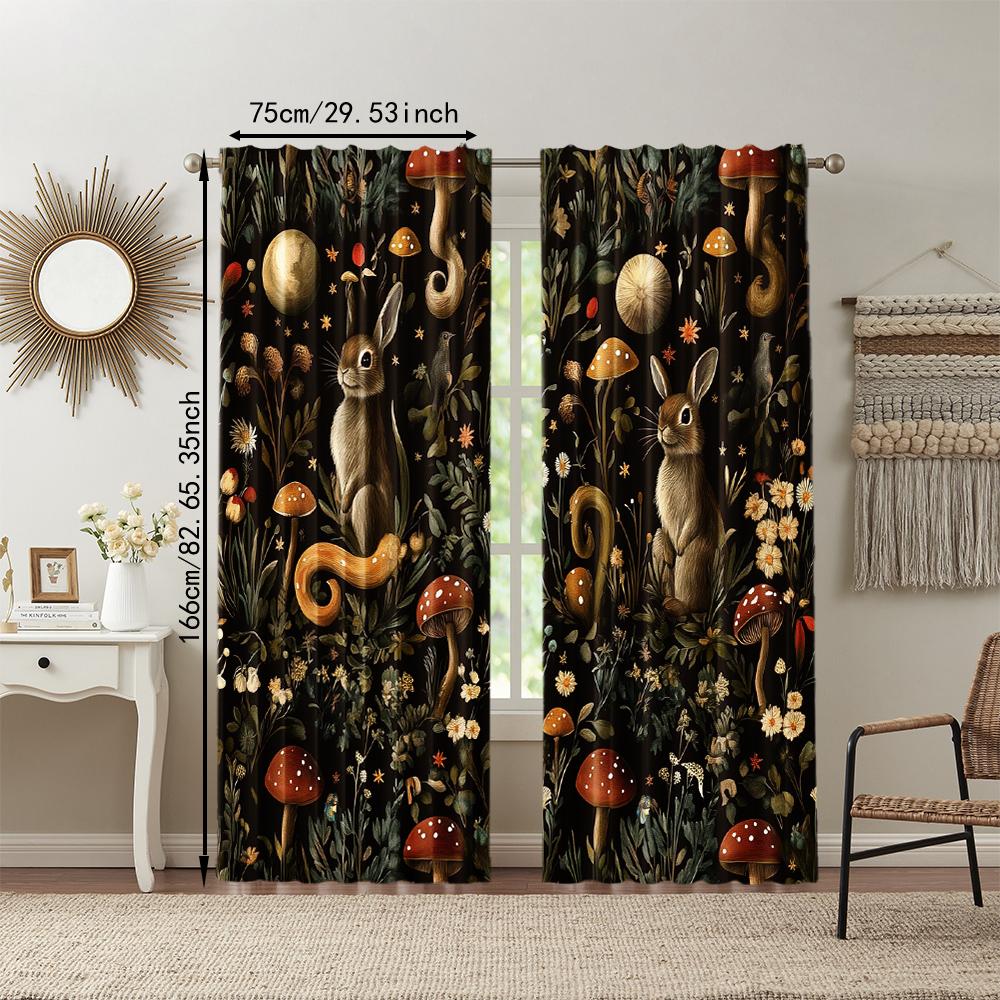 Set Of 2 Versatile Polyester Transparent Curtains Home Decoration Dark Flower Mural Use Bedrooms Living Rooms Made Area Window Treatment