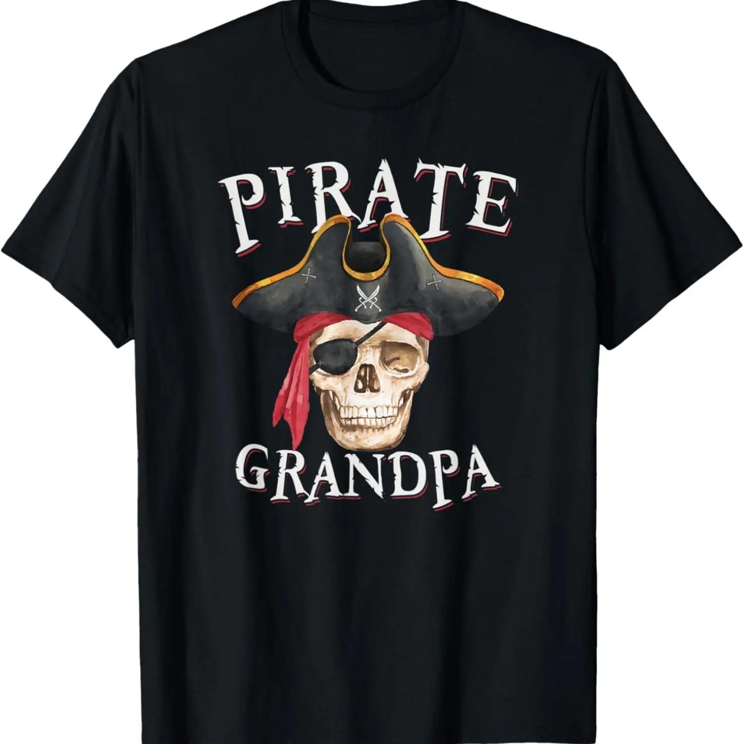

Mens Pirate Grandpa Halloween Skull Pirate Hat T-Shirt S чёрный