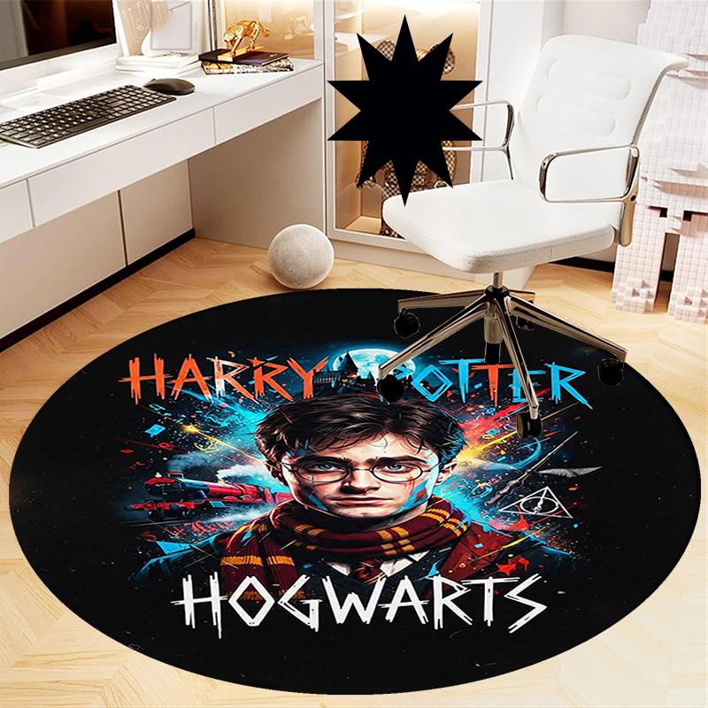 Harry Potter Printed Round Rug Carpet Chair Rug Area Rug Entryway Doormats,for Office Chair Living Room Bedroom Kitchen Room.