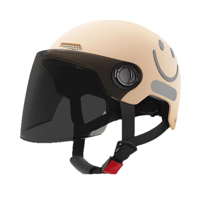 Helmet, Women's Electric Vehicle, Sunscreen, UV Protection, Full-face Lens, Battery, Women's Hard Hat, Lightweight Summer