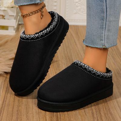 Snow Boots Women Winter New Cashmere Warm Thick Soles Without Heel-covered Hair Half Slipper Cotton Shoes Cashmere Warm Boots