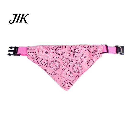 No-fuss Dog Bandana Collar, Paisley Pattern with D-Ring, No-Tie Pet Collar Adjustable Stylish for Small Medium Large Dogs Secure Quick Buckle XS розовый