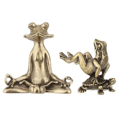 1pc Brass Frog Censer Retro Animal Sculpture Zen Meditate Desktop Ornament Turtle Frog Tea Pet Solid Statue Craft Gift Home Deco