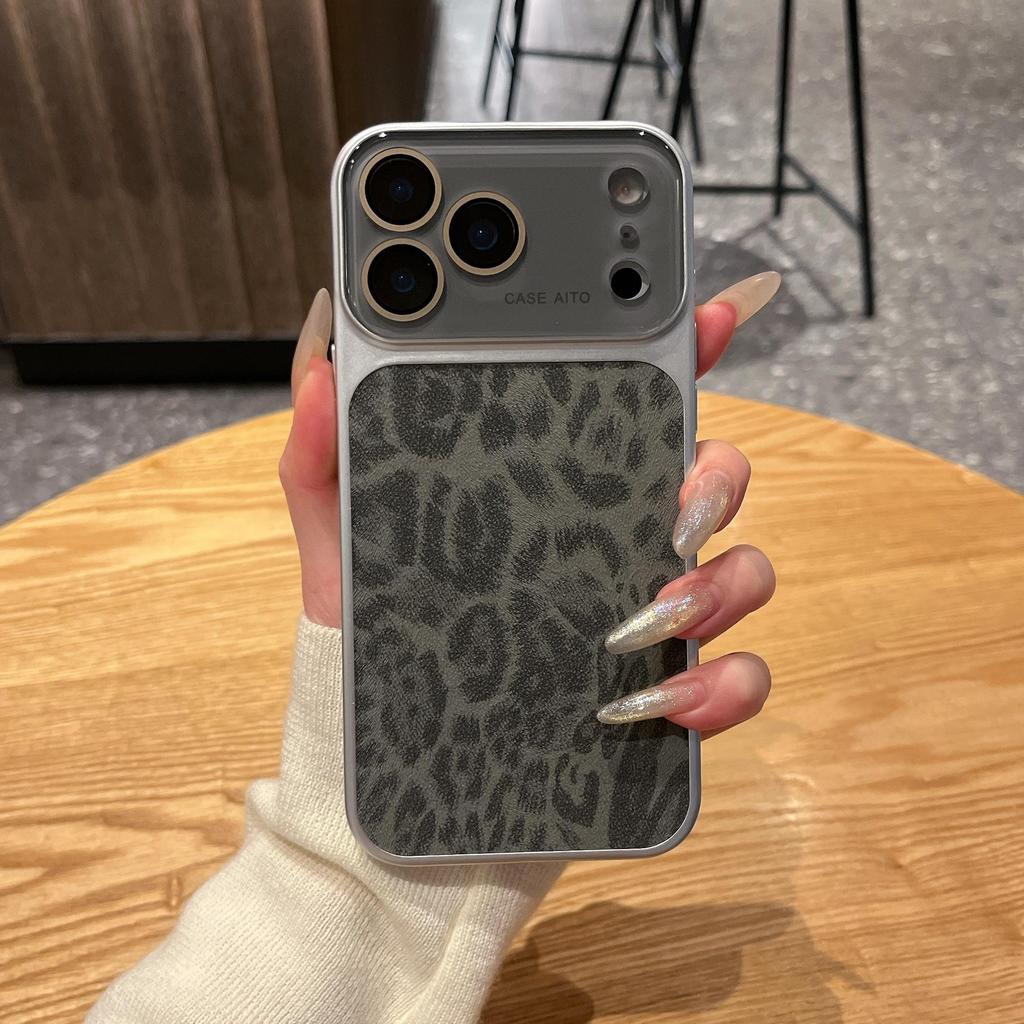Leopard Print Window Design Phone Case for iPhone 17 Pro Max and Apple 16 (14/15 Compatible)