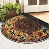 Half Round Doormat Peacock Feather Printed Felt Area Rug Semicircle Entrance Welcome Carpet Non Slip Home Floor Mat