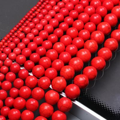 20-60pcs 4-14mm Red Natural Stone Turquoise Loose Beads for Jewelry Making DIY Necklace Bracelet Fashion Material Beaded Accessories