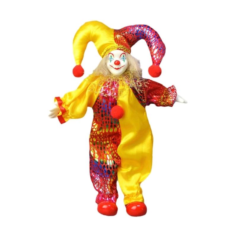 Poseable Western Clown Doll Handmade Ceramic Clown Figure with Festival Theme Costume Collectible Clown Home Decoration