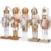 Lurrose Christmas Nutcracker Ornaments, Wooden Figurines, Set of 5, 5.1 Inches, for Party and Home Decorations