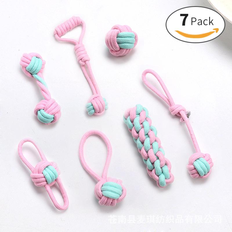 Durable Cotton Rope Pet Toy Set: Teething & Knotted Ball Toys for Cats and Dogs