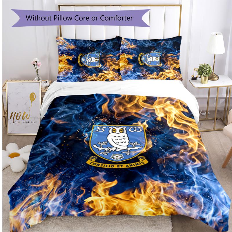 Sheffield Wednesday Football Printed 3 Pieces Bedding Set, Comfortable Skin Friendly Bedroom Duvet Cover Set