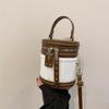 Shoulder Crossbody Bag PU Leather Cylinder Bag Bucket Handbag for Daily Activity