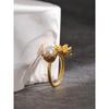 Eetit Stainless Steel Fashion Charm Flower Ring for Women Personality Statement Finger Gold Color Waterproof Jewelry Accessories