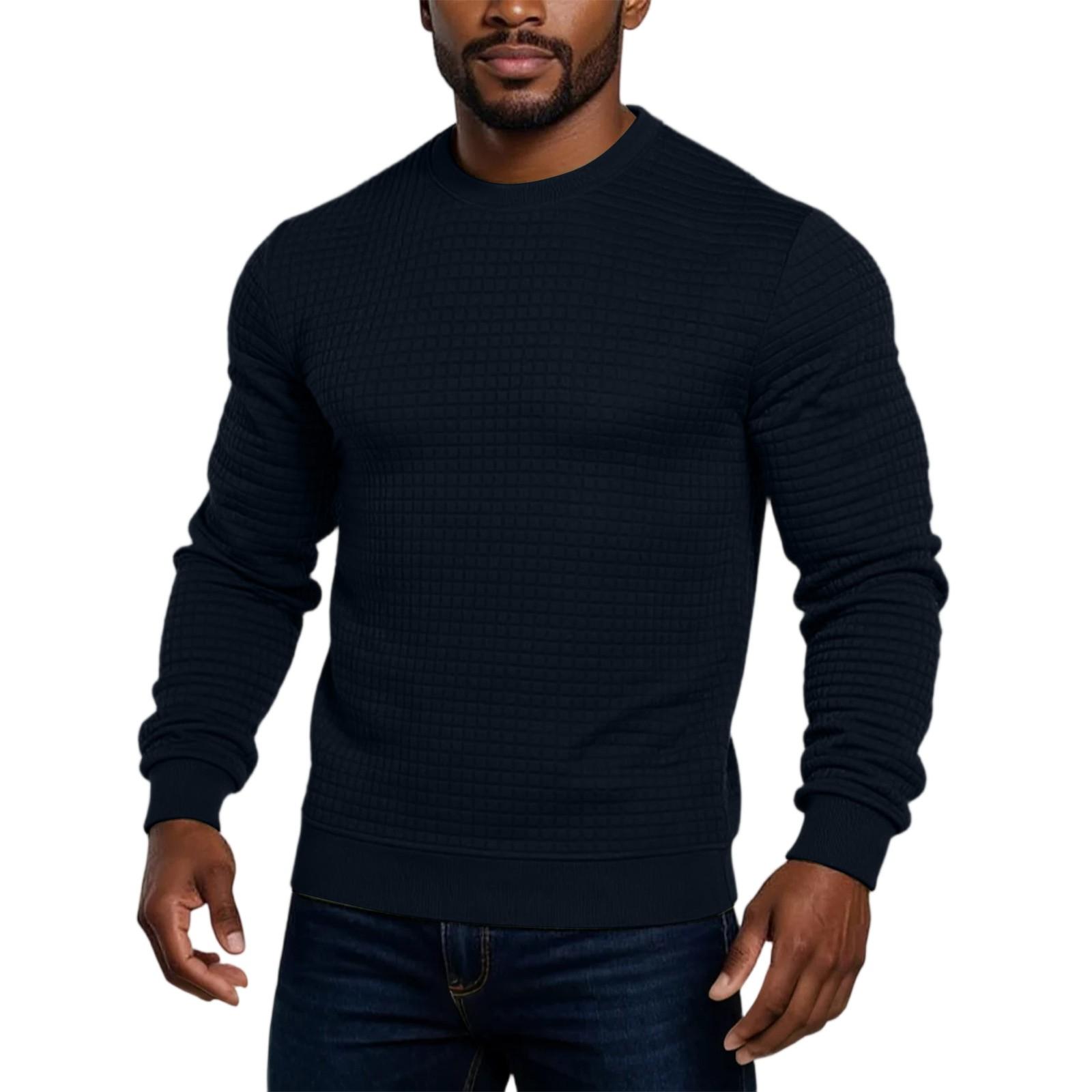 

Мужская однотонная куртка со стойкой и модными маленькими квадратами M тёмно-синий