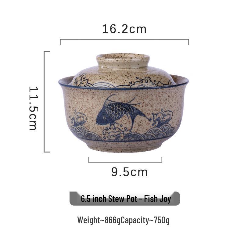 ZISIZ Underglaze Ceramic Instant Noodle Bowl Set with Lid