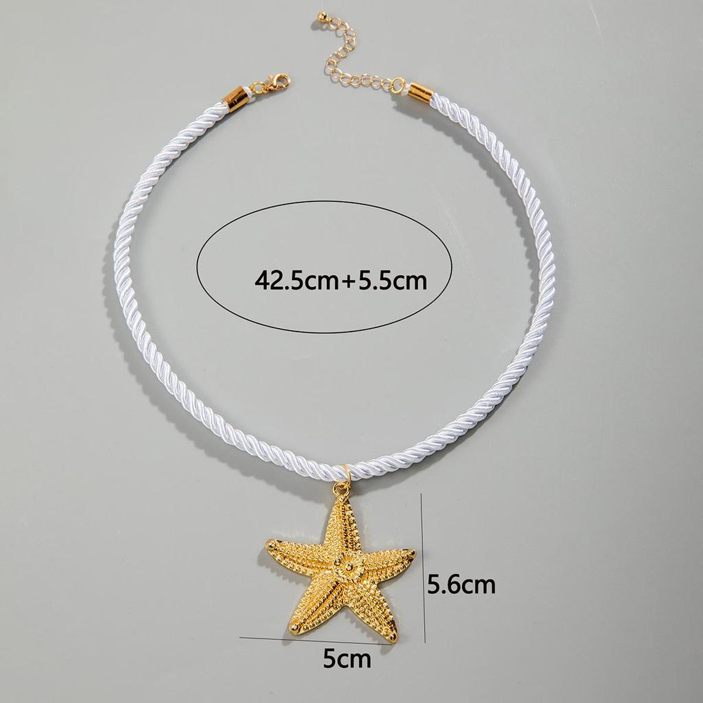 Přeshraniční kovový oceánský náhrdelník s přívěskem hvězdice s přehnanou osobností, hvězdné plážové prázdninové doplňky pro ženy