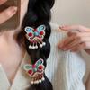 Cloth Red Velvet Bow Hairpin Pearl Tassel Hanfu Hair Clip Sweet Lion Dance Hairpin  Girls
