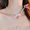 Bohemian Bowknot Pendant Necklace Elegant Choker Pearls Beaded Charm Necklace Neck Chain Fashion Summer Jewelry Gift