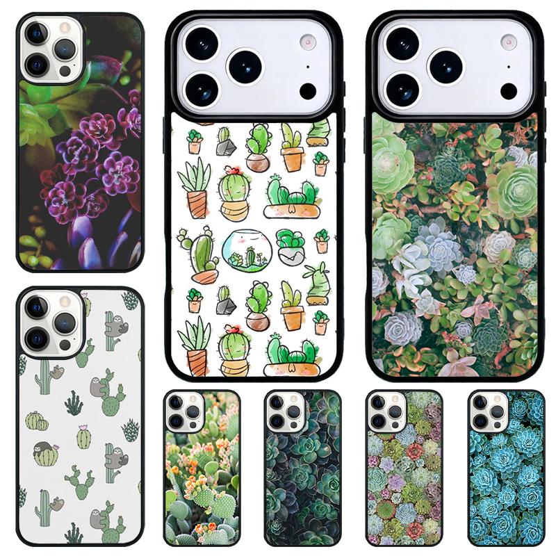 Cactus Plants Succulents Soft Phone Case for iPhone 17 Air 16 15 11 12 14 13 Pro Max Shockproof Cover