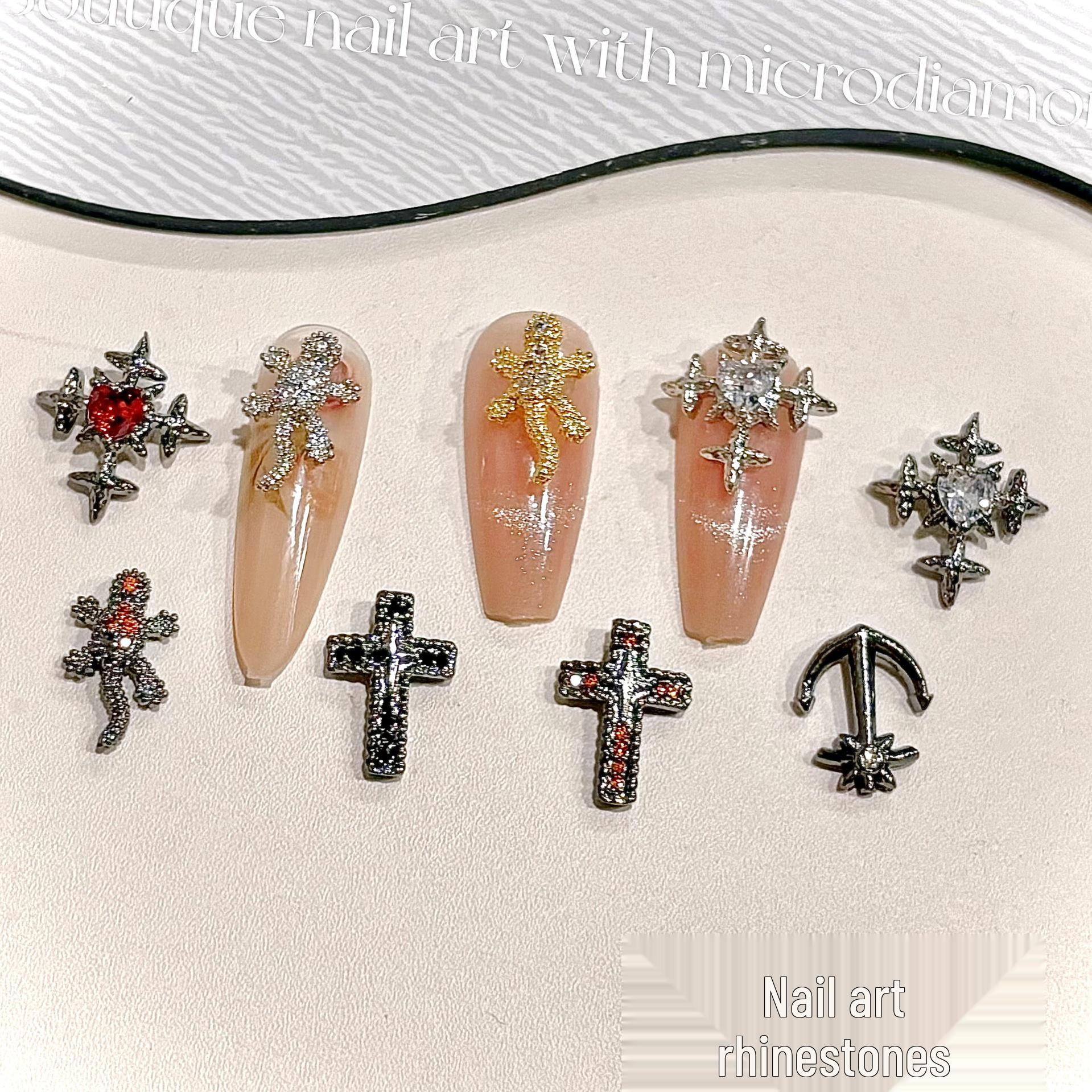 

182pcs Gothic Retro Jewelry Nails: Dark Zircon Christmas Nail Art Accessories