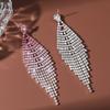 Ladies Light Luxury Rhombus Long Tassel Shines Crystal Ear Drop