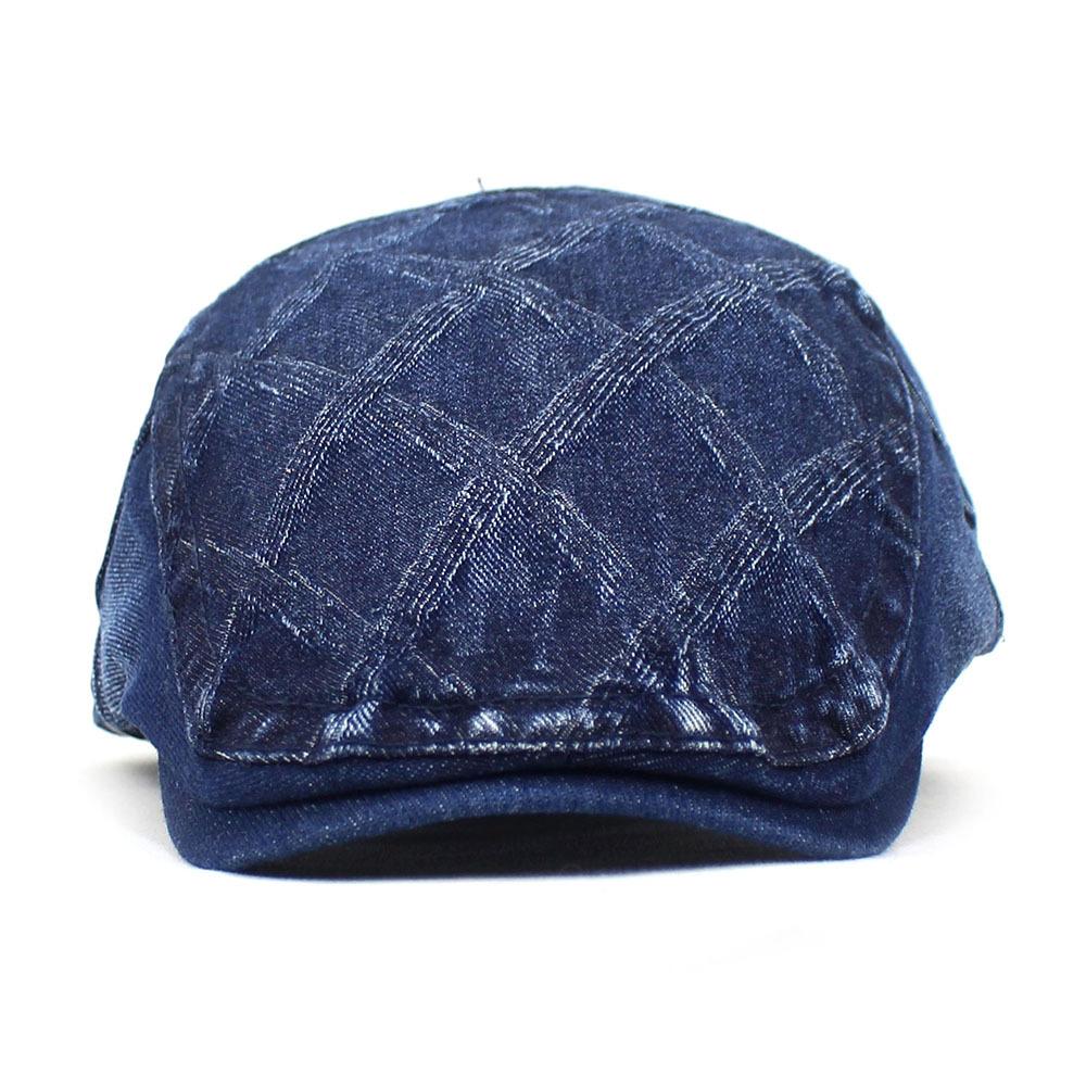 New beret rhombus plaid cap blue denim hat fashion men's and women's forward hat