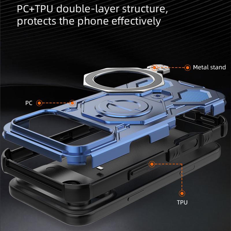 KEYSION Shockproof Magnetic Case for iPhone 17 Pro Max TPU+PC Upright Live Metal Ring Stand Phone Back Cover for iPhone 17 Air