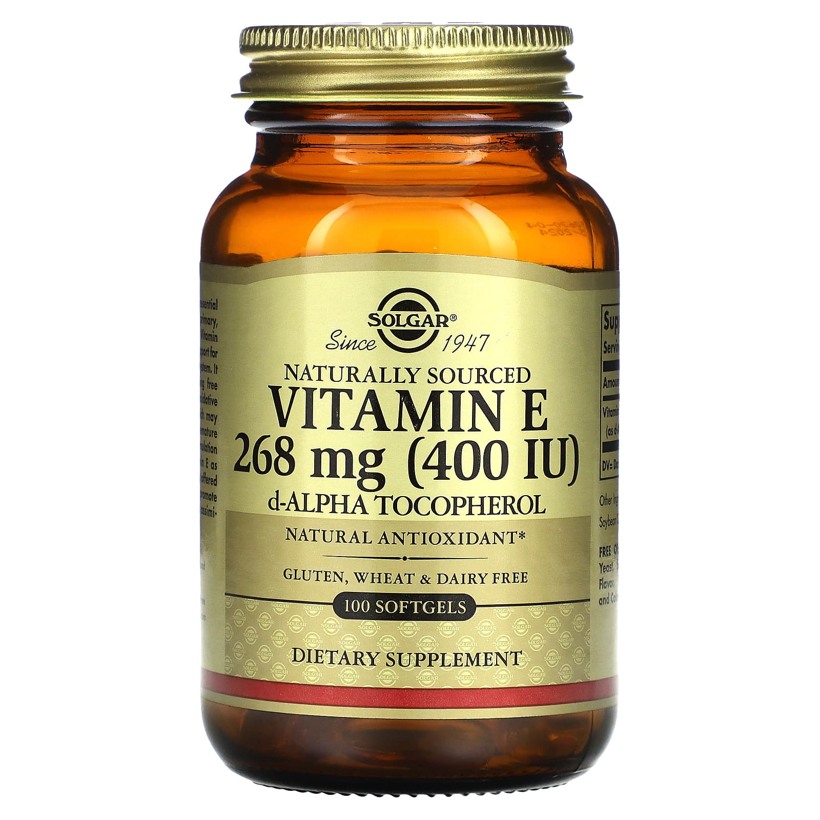 

Solgar, vitamin E, natural ingredients, 268mg (400IU), 100 softgels