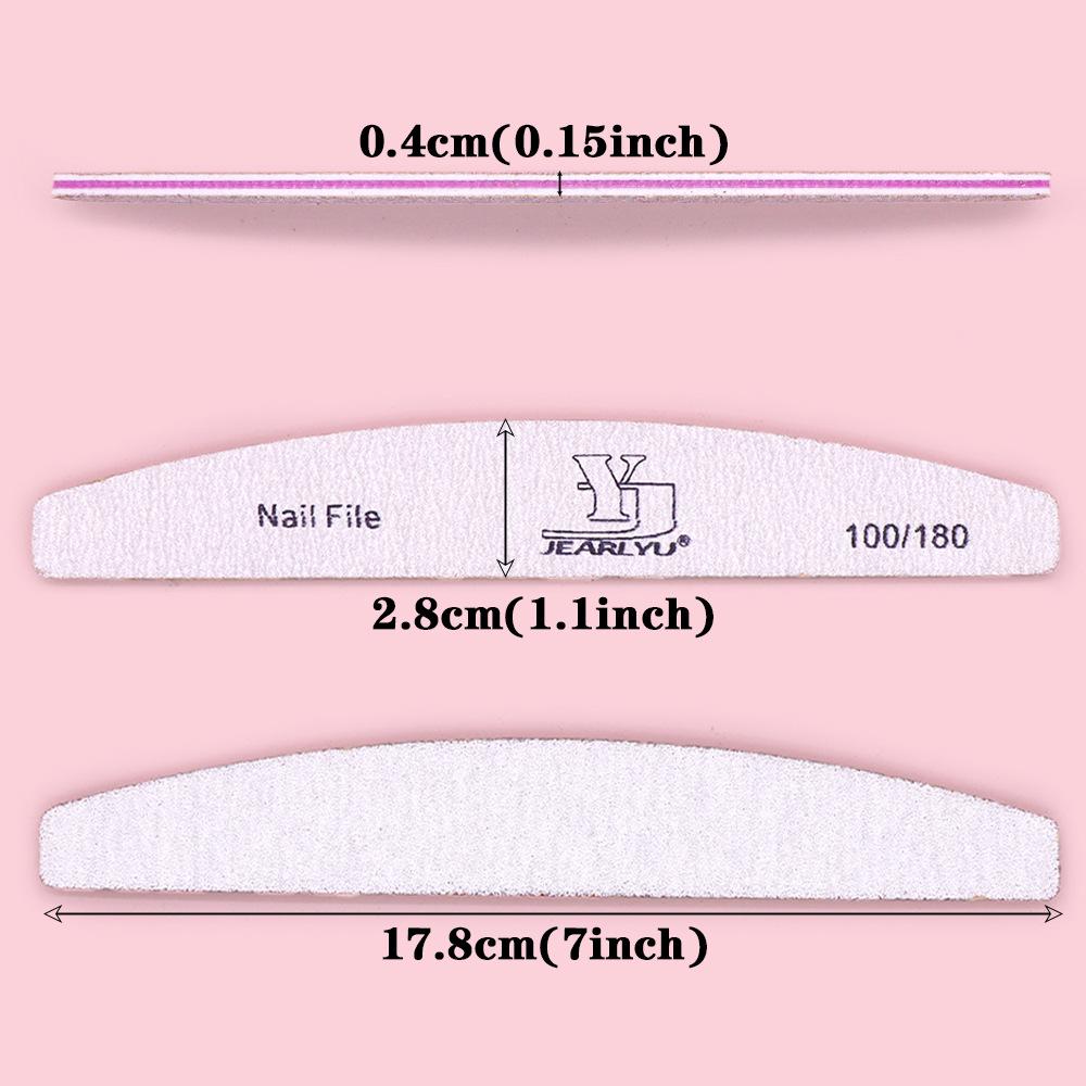 High-grade Double-sided Half-moon Nail File: Washable & Durable Sanding Strip