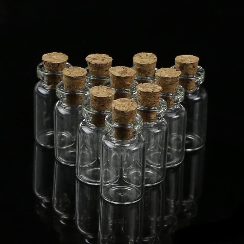 10pcs Mini Glass for Wish Bottle Vial with Cork Stopper Storage Pendant 0.5/1/2/