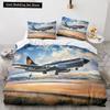Airplane King Queen Full Duvet Cover Vintage Fighter Bedding Set for Kids Teens Adults Sky Clouds Grey 2/3pcs Soft Quilt Cover