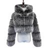 Damen S-6XL Kunstfuchs-Pelzmantel mit Kapuze - Europäischer und Amerikanischer Stil für Herbst/Winter