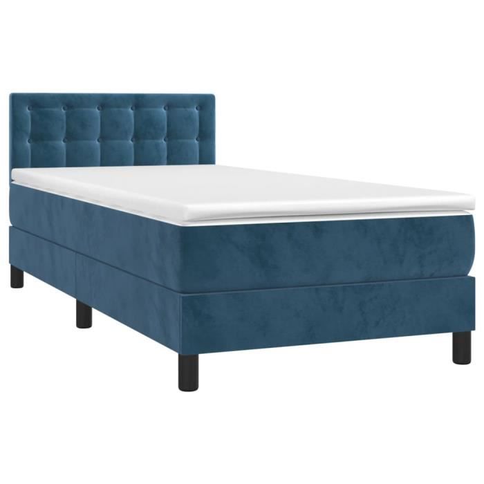 VidaXL Lit à sommier tapissier avec matelas Bleu foncé 100x200 cm - Modèle 3141531