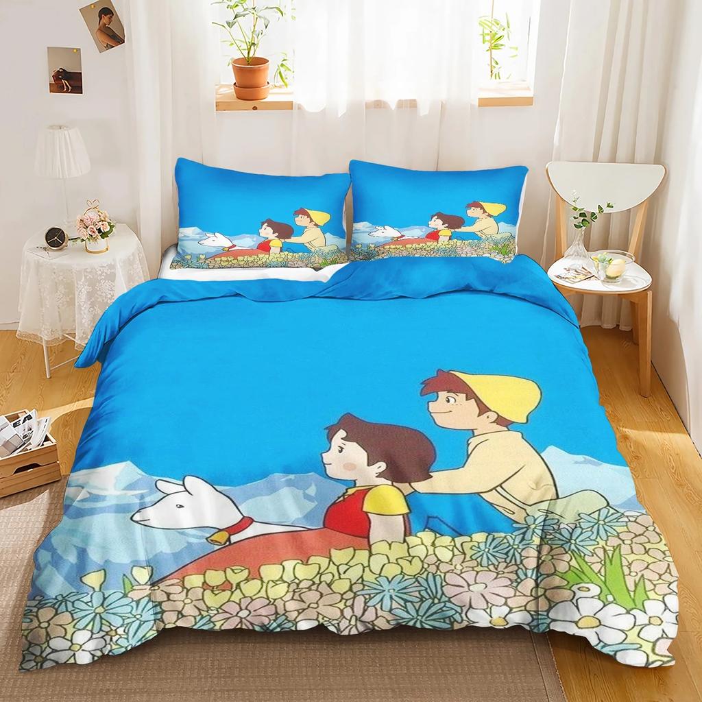 Catoon 3D Gedruckte Bettbezug Kissenbezug Heidi Mädchen Bettwäsche Set Jugend Kinder Mädchen Jungen Geburtstag Schlafzimmer Dekoration 2/3 Stück Set